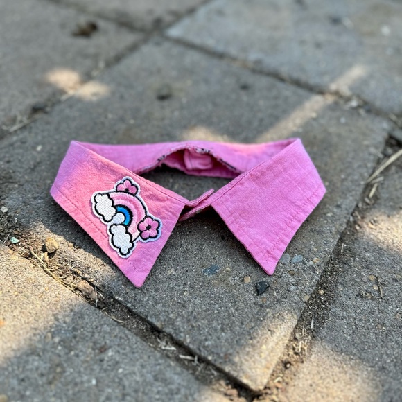 Upcycled - Dog Collar Accessory - Pink Rainbow Patch - one of a Kind - Dress up - Picture 3 of 9